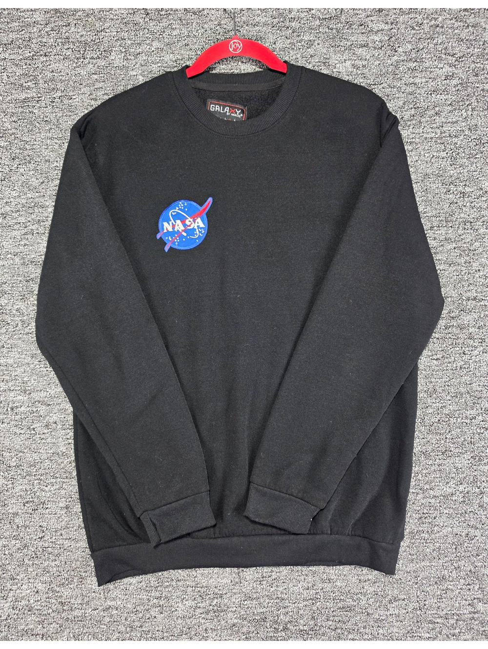 Galaxy by Harvic Black NASA Logo Graphic Crewneck Fleece Pullover Men's L